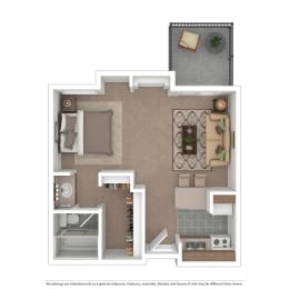 Studio A1 Floor Plan at Village Pointe Apartments, Northridge