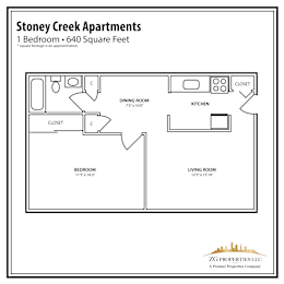 Stoney Creek 1 Bedroom Floor Plan