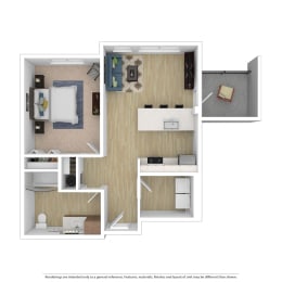 1 Bedroom, 1 Bathroom Floor Plan at Avaya Ridge Apartments, Washington