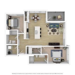 2 Bedroom, 2 Bathroom Floor Plan at Avaya Ridge Apartments, Renton, Washington