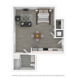 Studio Apartment 3D Floor Plan