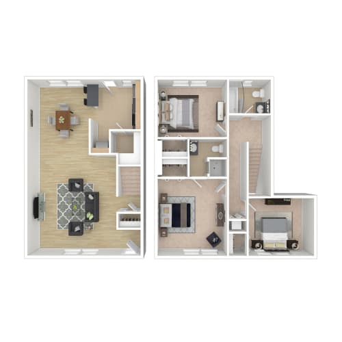 Floor Plan  Kingsley Commons 3 Bedroom Townhome Floor Plan