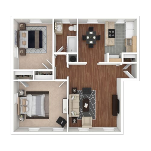 Floor Plan  Rock Creek Springs Apartments 2 Bedroom Floorplan K2B