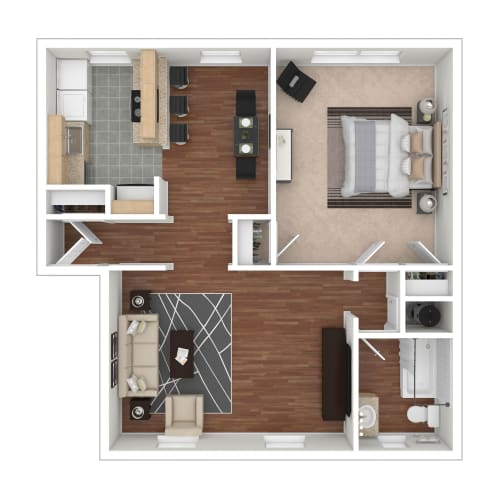 Floor Plan  Rock Creek Springs Apartments 1 Bedroom Floorplan KG