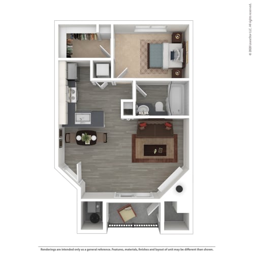 Floor Plan  601 sqft-   A1
