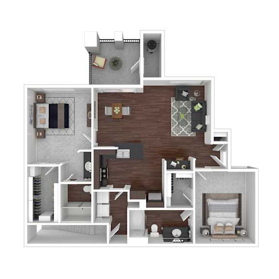1106 Square Foot 2 Bedroom 2 Bathroom floorplan called the Moscato. at Trevi Apartment Homes, Chandler, AZ