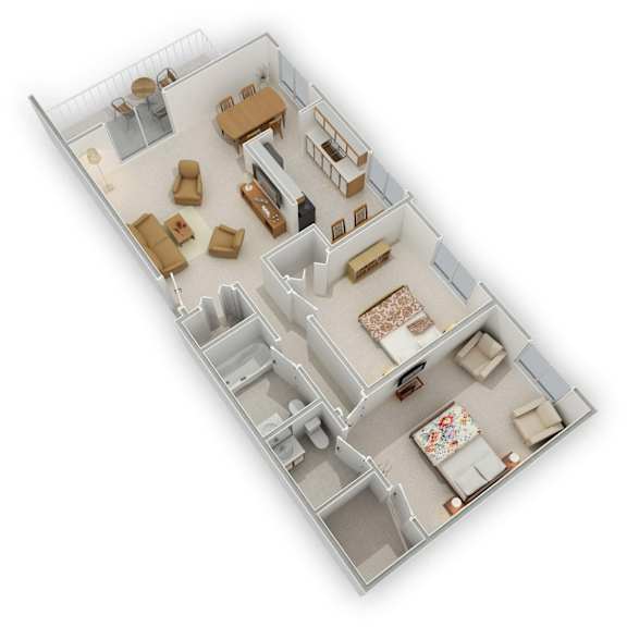 The Pines of Burnsville - Large Two Bedroom Floor Plan (3D)