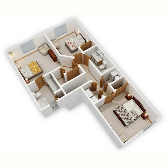 Bridgeway Three-Bedroom Floor Plan (Upper Level - 3D)