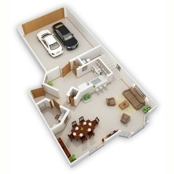 Trailway Two-Bedroom Floor Plan (Main Level - 3D)