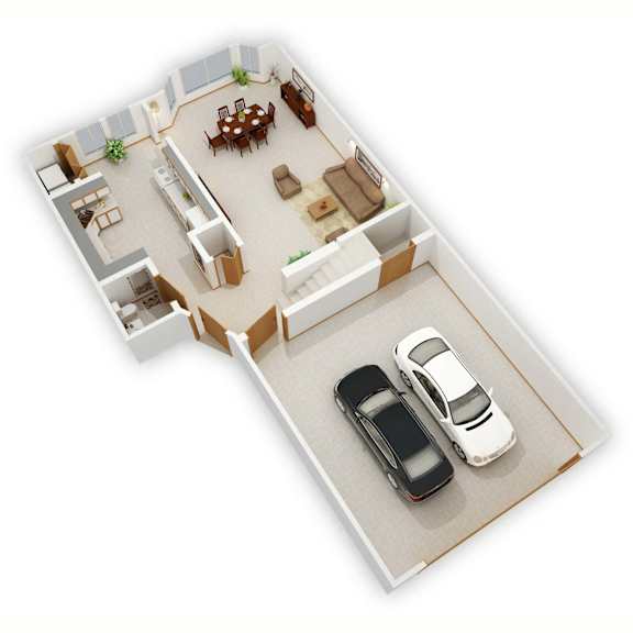Westwind Two-Bedroom Floor Plan (Main Level - 3D)