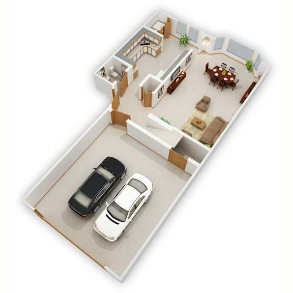 Westwind Two-Bedroom Floor Plan (Main Level - 3D)