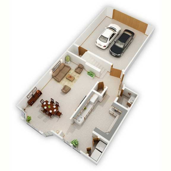 Westwind Two-Bedroom Floor Plan (Main Level - 3D)