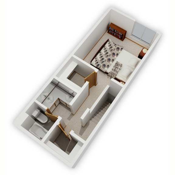 Woodlane I Three-Bedroom Floor Plan (Upper Level - 3D)