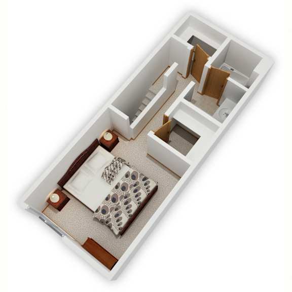Woodlane I Three-Bedroom Floor Plan (Upper Level - 3D)