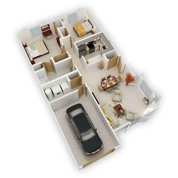 Birch Lake Townhomes - Forestwood Two Bedroom Floor Plan (3D)