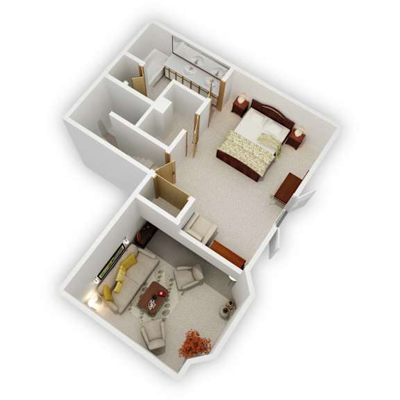 Birch Lake Townhomes - Hearthstone Three Bedroom Upper Level Floor Plan (3D)