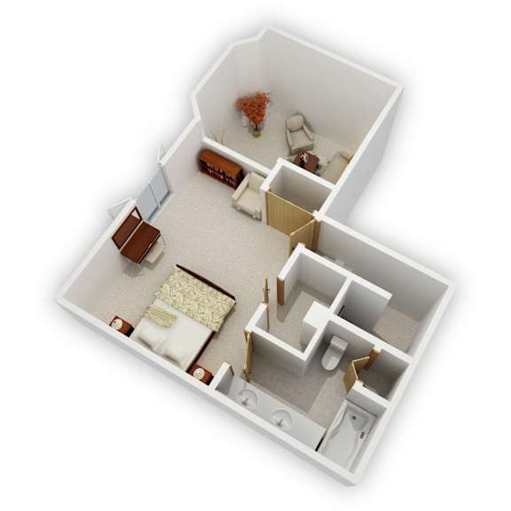 Birch Lake Townhomes - Hearthstone Three Bedroom Upper Level Floor Plan (3D)