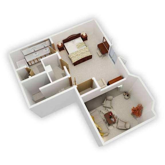 Birch Lake Townhomes - Hearthstone Three Bedroom Upper Level Floor Plan (3D)