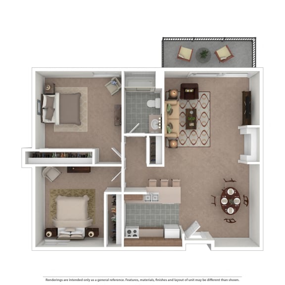 Two-Bedroom C1 Floor Plan at Village Pointe Apartments, California