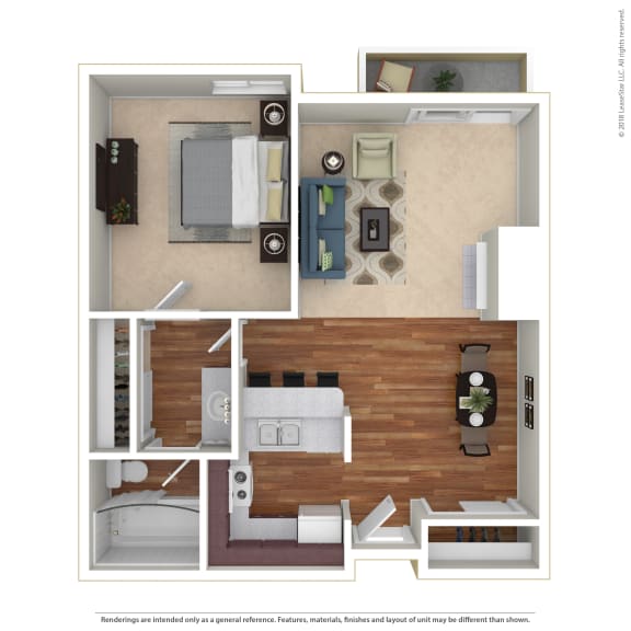1 Bed 1 Bath Floor Plan at Northview-Southview Apartment Homes, Reseda, CA