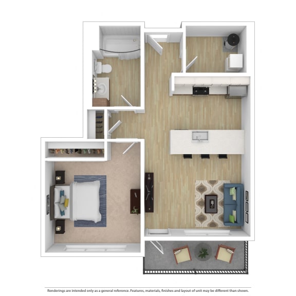1 Bedroom, 1 Bathroom Floor Plan at Avaya Ridge Apartments, Renton