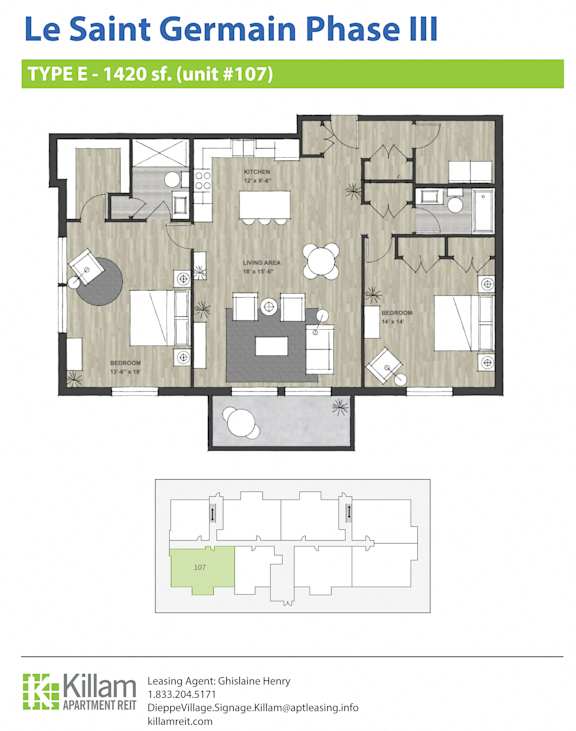 Le Saint Germain Phase III Two Bedroom Type E 1420 SF