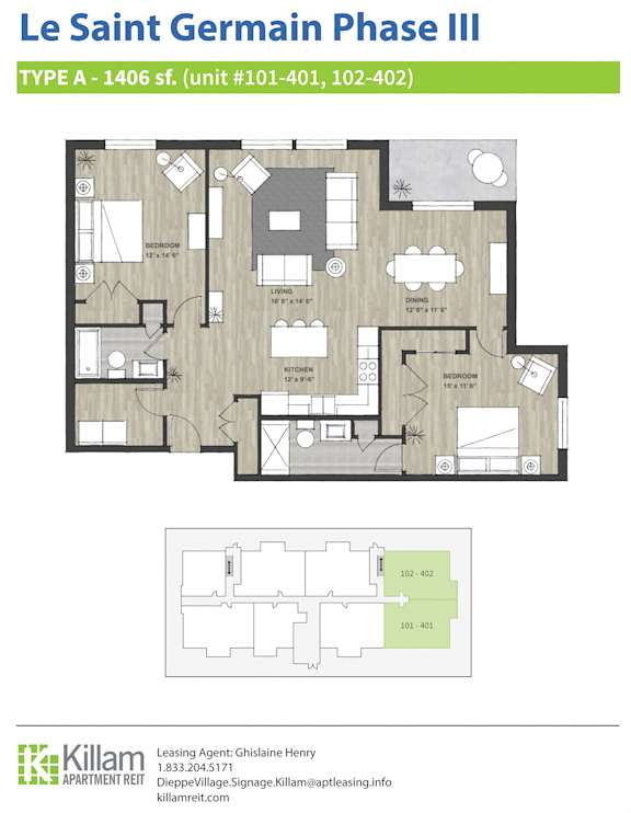 Le Saint Germain Phase III Two Bedroom Type A 1406 SF
