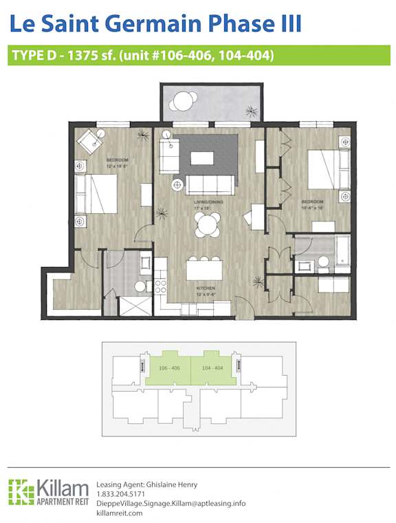 Le Saint Germain Phase III Two Bedroom Type D 1375 SF
