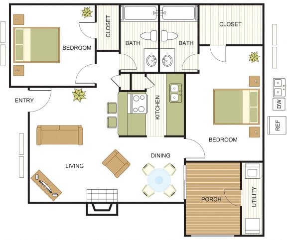 Floor Plan  B1 Floor Plan at Newport Apartments, CLEAR Property Management, Texas, 75062