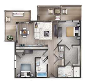 A floor plan of a Crescent at Chevy Chase apartment.