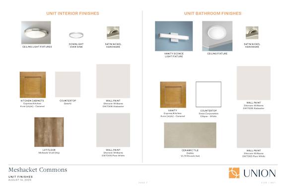 A page showing options for interior and bathroom finishes.