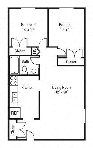 2 Bedroom, 1 Bath 730 sq. ft.at Willowbrooke Apartments, Brockport, NY