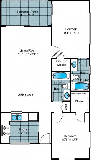 2 bed 2 bath A at Imperial Gardens Apartments, Clearwater, FL