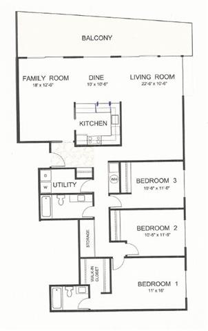 C Floor Plan at Parkview Apartments, Idaho