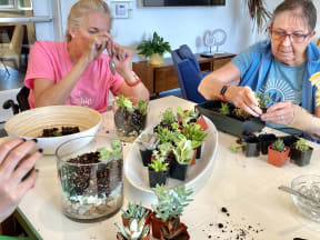 Residents at The Canyons in Portland, Oregon Creating Flower Arrangements