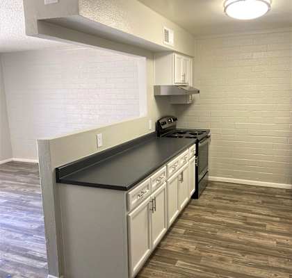 a kitchen at the historic electric building in fort worth, tx