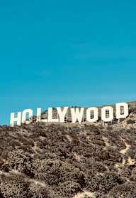 The Hollywood sign is displayed on a hill.