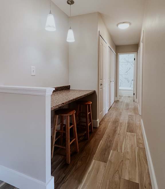 Wooden hallway at Emerald Village Apartments, Willoughby, Ohio
