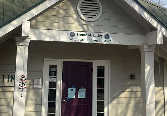 The front of a building with a sign that says Home of Easley American Legion Post 521.