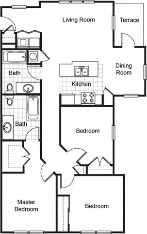3bedroom 2bath 2D floorplan_Northpark at Scott Carver Apartments Miami, FL