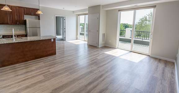 a kitchen and living room in alexandria