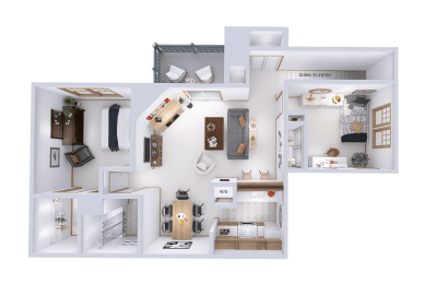  Floor Plan 2 Bed, 1 Bath Upper (B)