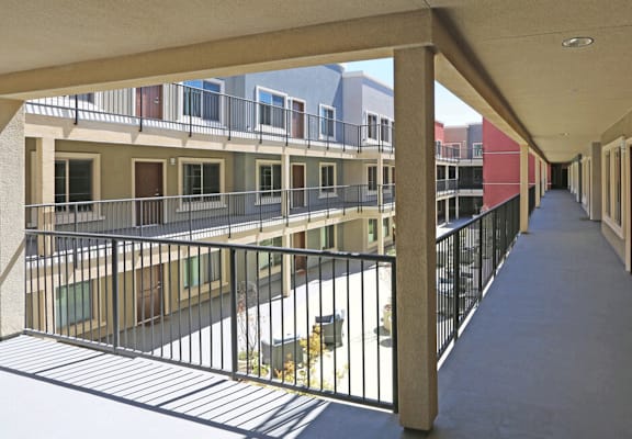a view of the courtyard from the balcony