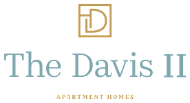 The Davis II apartment homes logo on a black background.