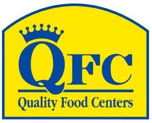 a yellow and blue sign with the words qfc quality food centers