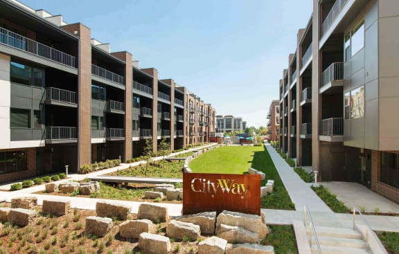 a view of city way apartments from the entrance at CityWay Apartments, Indianapolis, IN, 46204