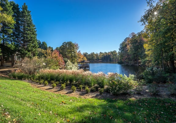 views of the lake from the clubhouse at Radbourne Lake Apartments, Charlotte, NC 28269