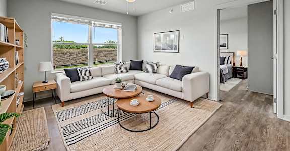 Modern Living Room at The Collective on 13th Apartments, Charles City
