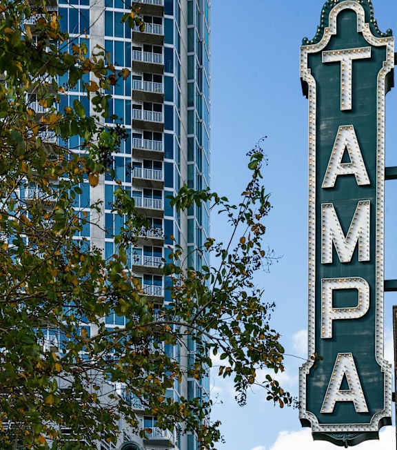 A sign for Tampa's nonprofit movie palace.