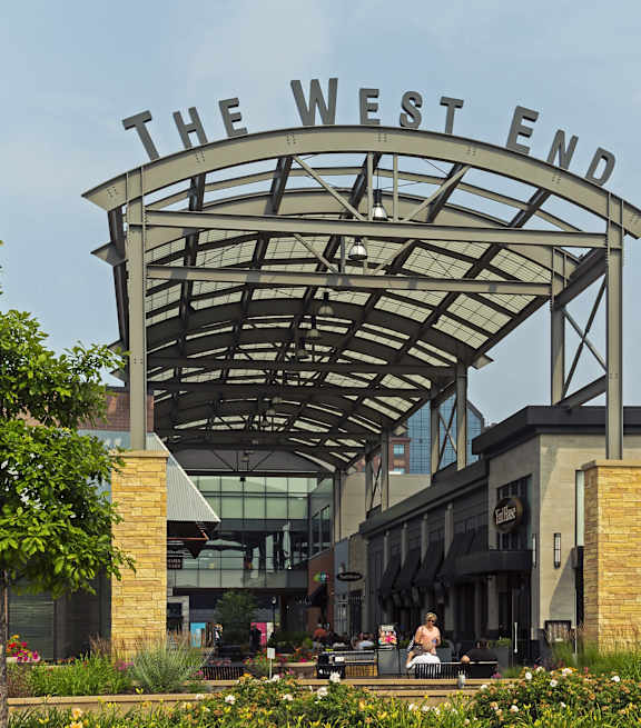A large archway with the words "The West End" written on it.